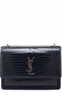 Сумка Sunset Monogram medium с тиснением под крокодила Saint Laurent