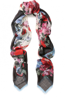 Шарф из смеси кашемира и шелка с цветочным принтом Dolce &amp; Gabbana