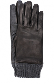 Кожаные перчатки с шерстяной подкладкой и манжетами Diesel