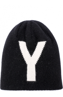 Шерстяная вязаная шапка с принтом Yohji Yamamoto