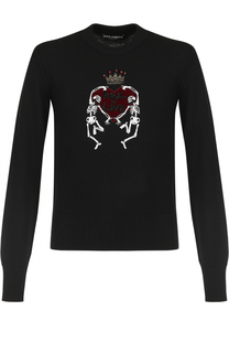 Джемпер из шерсти тонкой вязки с контрастной отделкой Dolce &amp; Gabbana