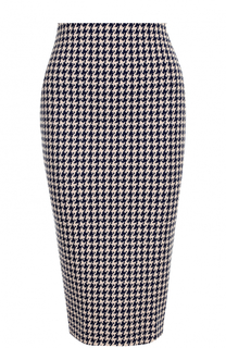 Хлопковая юбка-карандаш с принтом гусиная лапка Victoria Beckham