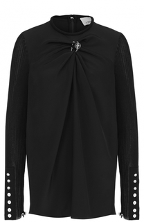Шелковая блуза с круглым вырезом и драпировкой 3.1 Phillip Lim