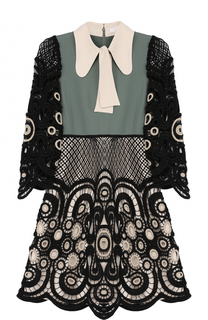 Платье с кружевной отделкой и воротником аскот Chloé