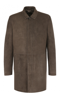 Однобортное кожаное пальто с отложным воротником Loro Piana