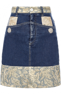 Джинсовая мини-юбка с жаккардовой отделкой Dolce &amp; Gabbana