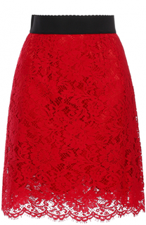 Кружевная мини-юбка с широким поясом Dolce &amp; Gabbana