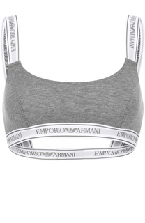 Хлопковый спортивный бюстгальтер Emporio Armani