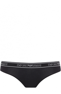 Хлопковые трусы-слипы с широким поясом Emporio Armani