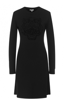 Приталенное шерстяное платье с длинным рукавом Kenzo