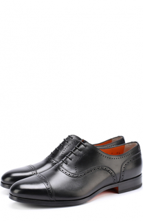 Кожаные оксфорды с брогированием Santoni
