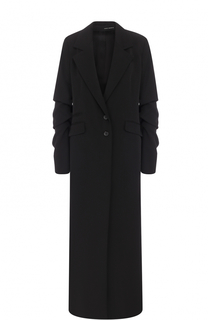 Удлиненное шерстяное пальто с декорированными рукавами Isabel Benenato