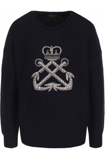 Шерстяной пуловер с контрастной вышивкой Polo Ralph Lauren