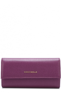 Кожаный кошелек с клапаном и логотипом бренда Coccinelle