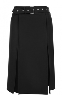 Шерстяная юбка-миди с поясом Helmut Lang
