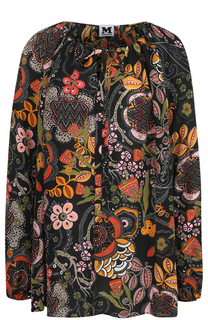 Шелковый топ с длинным рукавом и принтом M Missoni