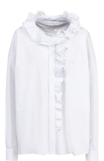 Хлопковая блуза в полоску с оборками Faith Connexion