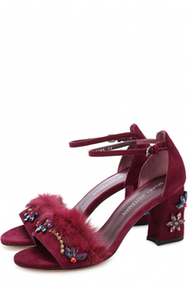 Замшевые босоножки Jewel Sand с декоративной отделкой Stuart Weitzman