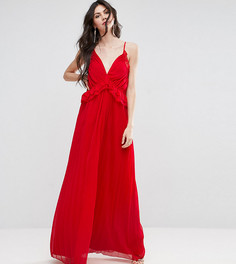 Платье макси с плиссированной юбкой и оборками на лифе ASOS TALL - Розовый