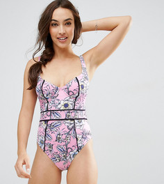 Слитный купальник на косточках с цветочным принтом эксклюзивно для ASOS FULLER BUST DD-G - Мульти