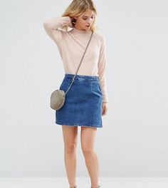Синяя джинсовая юбка-трапеция ASOS PETITE - Синий