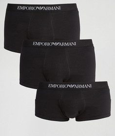 3 хлопковых бокеров‑брифов Emporio Armani - Черный