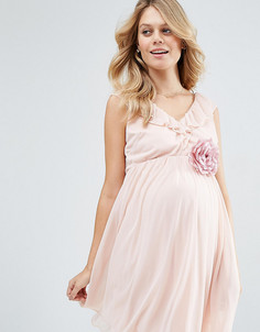 Платье мини с оборкой и V-образным вырезом ASOS Maternity - Розовый
