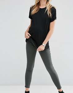 Джеггинсы цвета хаки для беременных с посадкой под животом ASOS Maternity Rivington - Зеленый