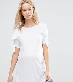 Футболка для беременных с оборками на рукавах ASOS Maternity - Белый