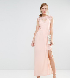 Платье макси с вырезом сердечком и отделкой кружевом Elise Ryan - Розовый