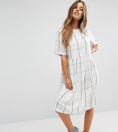 Платье миди в клетку с присборенной юбкой ASOS PETITE - Мульти