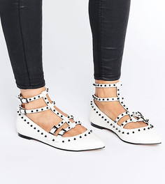 Балетки для широкой стопы с заклепками ASOS LOOKING GOOD - Белый