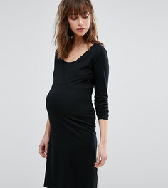 Платье для беременных и кормящих мам с запахом и длинными рукавами Mamalicious - Черный Mama.Licious