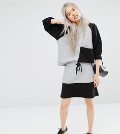 Трикотажная юбка в стиле колор блок Monki - Серый