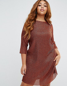 Платье мини бронзового цвета с рукавами доломан ASOS CURVE - Коричневый