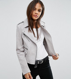 Замшевая байкерская куртка ASOS TALL - Серый