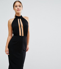 Облегающее платье с глубоким вырезом ASOS PETITE - Черный