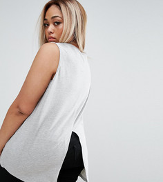 Топ в рубчик без рукавов с разрезом на спине ASOS CURVE - Серый