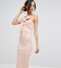 Платье миди на одно плечо с бантом ASOS TALL - Розовый