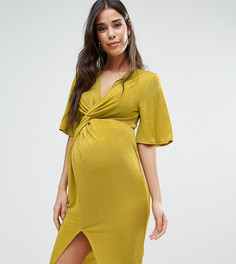 Платье-кимоно с узелком спереди ASOS Maternity - Желтый