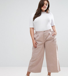 Широкие брюки на пуговицах спереди ASOS CURVE - Розовый