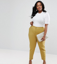 Льняные брюки-сигаретки ASOS CURVE - Зеленый