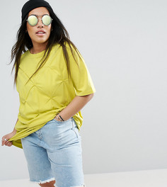 Свободная футболка с защипами ASOS CURVE - Желтый