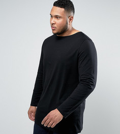 Черный супердлинный лонгслив с вырезом лодочкой ASOS PLUS - Черный