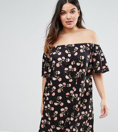 Платье с открытыми плечами и цветочным принтом ASOS CURVE - Мульти