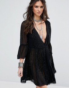 Декорированное платье для вечеринок Free People Winter Solstice - Черный