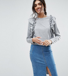 Лонгслив с оборками ASOS TALL - Серый