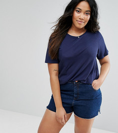 Футболка в рубчик ASOS CURVE - Темно-синий
