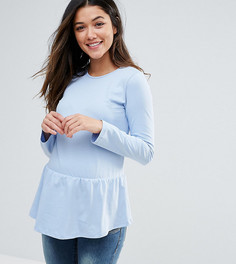 Топ для беременных с рюшами по низу и длинными рукавами ASOS Maternity - Синий