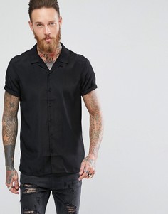 Черная рубашка стандартного кроя из вискозы ASOS - Черный